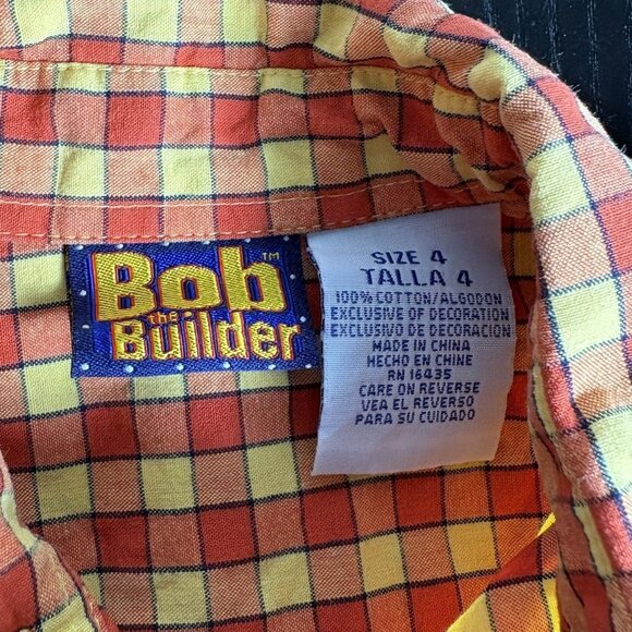 Vintage Y2K BOB THE BUILDER Boys Kids Size 4 Denim Overalls & Plaid Shirt Outfit - Picture 10 of 11